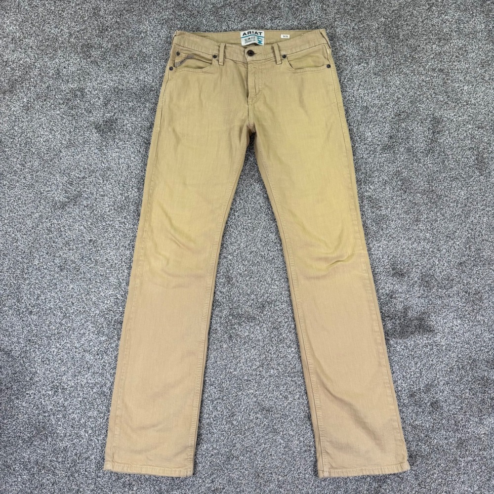 Ariat M7 Slim Fit Straight Leg Pants Mens 34x36 Dark Khaki Grizzly Western Work
